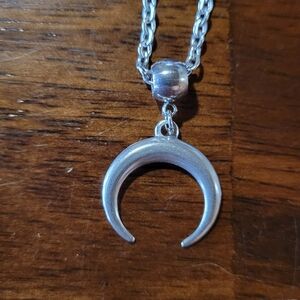Silver Crescent Moon Pendant Necklace